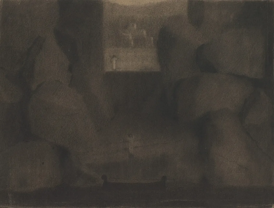 Arrival In A Dark Landscape by Herbert Crowley - Canvas Print