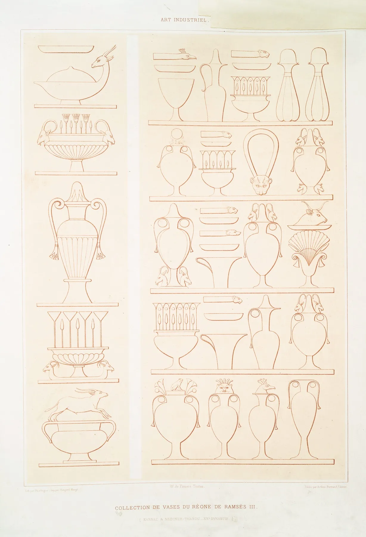 Art Industriel Collection De Vases Du Regne De Ramses Iii Karnac Medineh Thabou Xxe Dynastie by Émile Prisse d'Avennes - Canvas Print