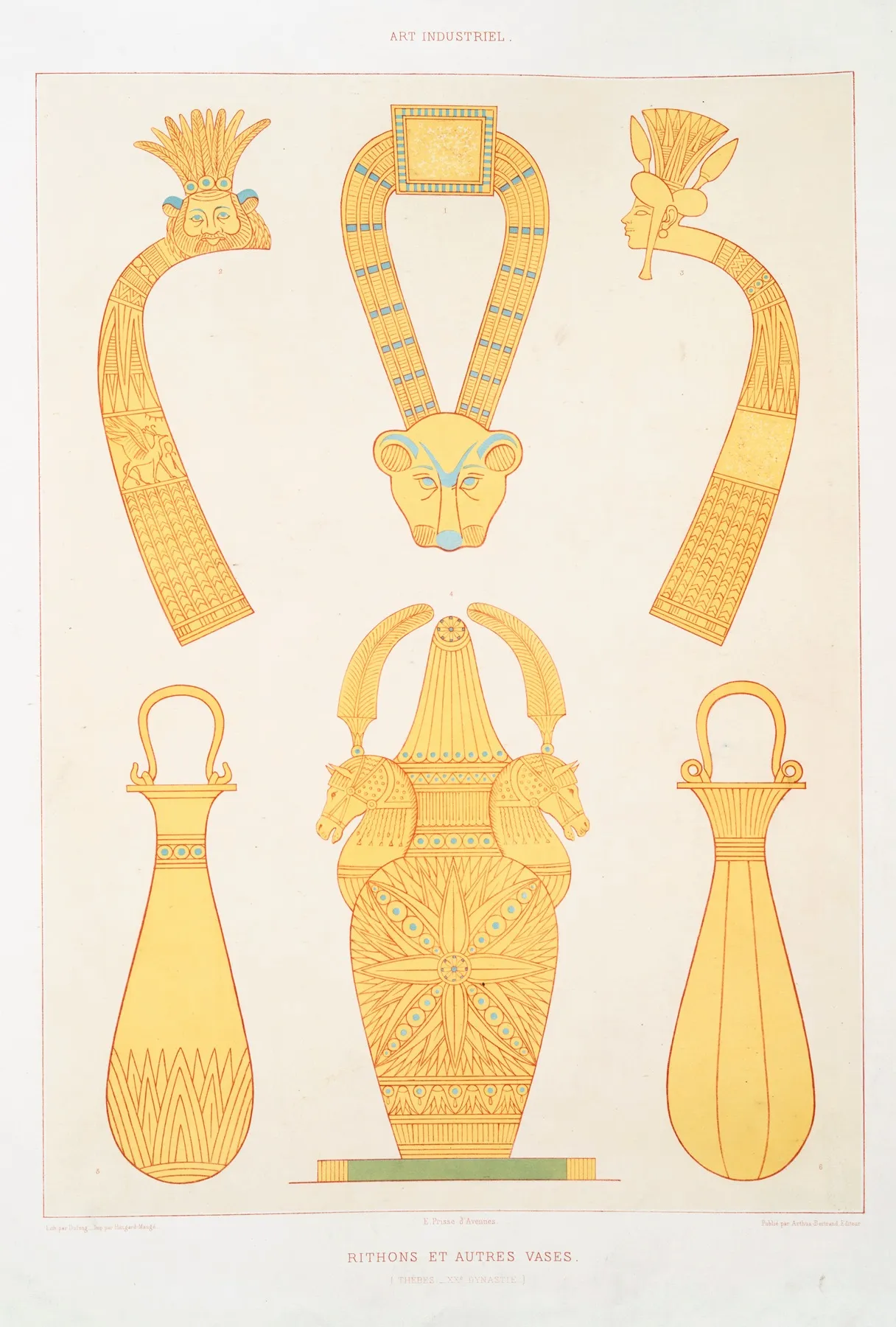 Art Industriel Rithons Et Autres Vases Thebes Xxe Dynastie by Émile Prisse d'Avennes - Canvas Print