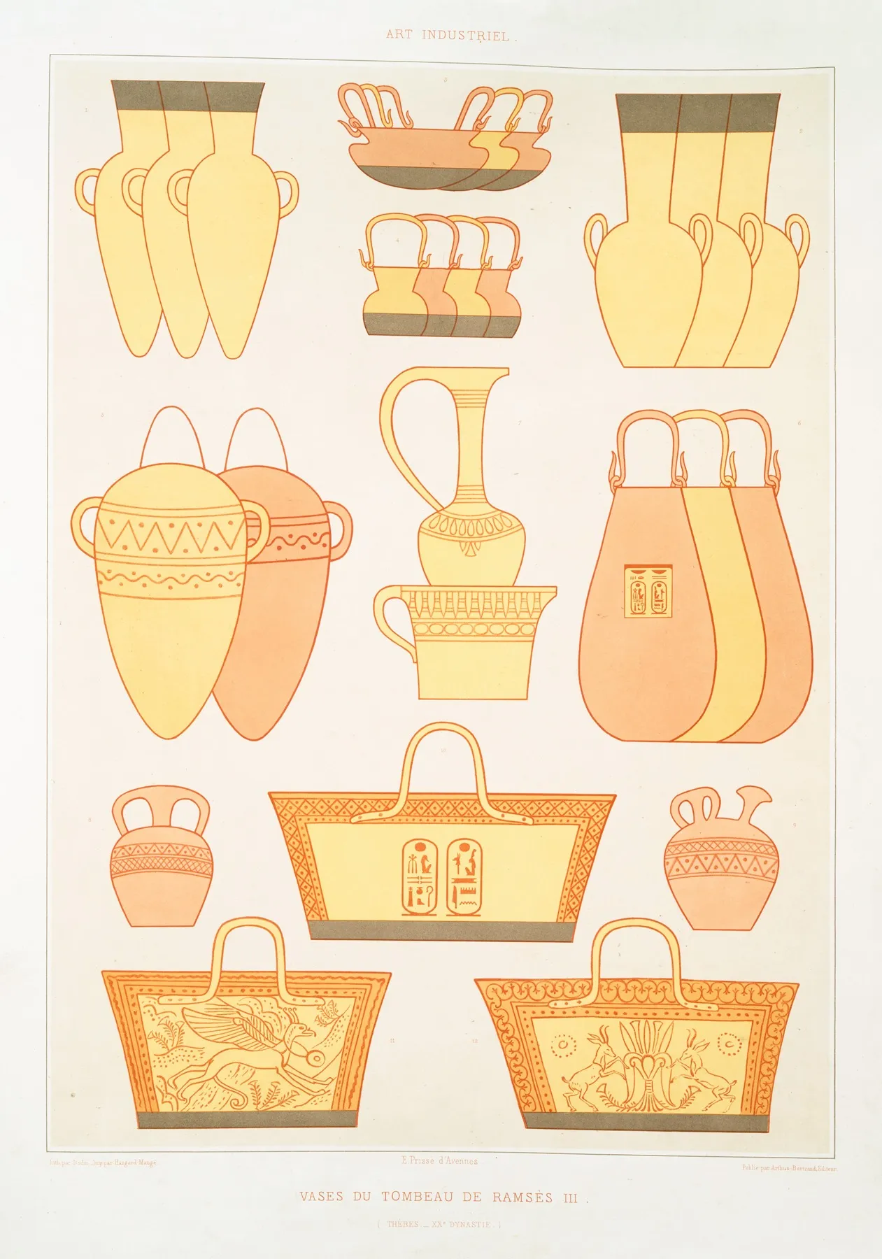Art Industriel Vases Du Tombeau De Ramses Iii Thebes Xxe Dynastie by Émile Prisse d'Avennes - Canvas Print