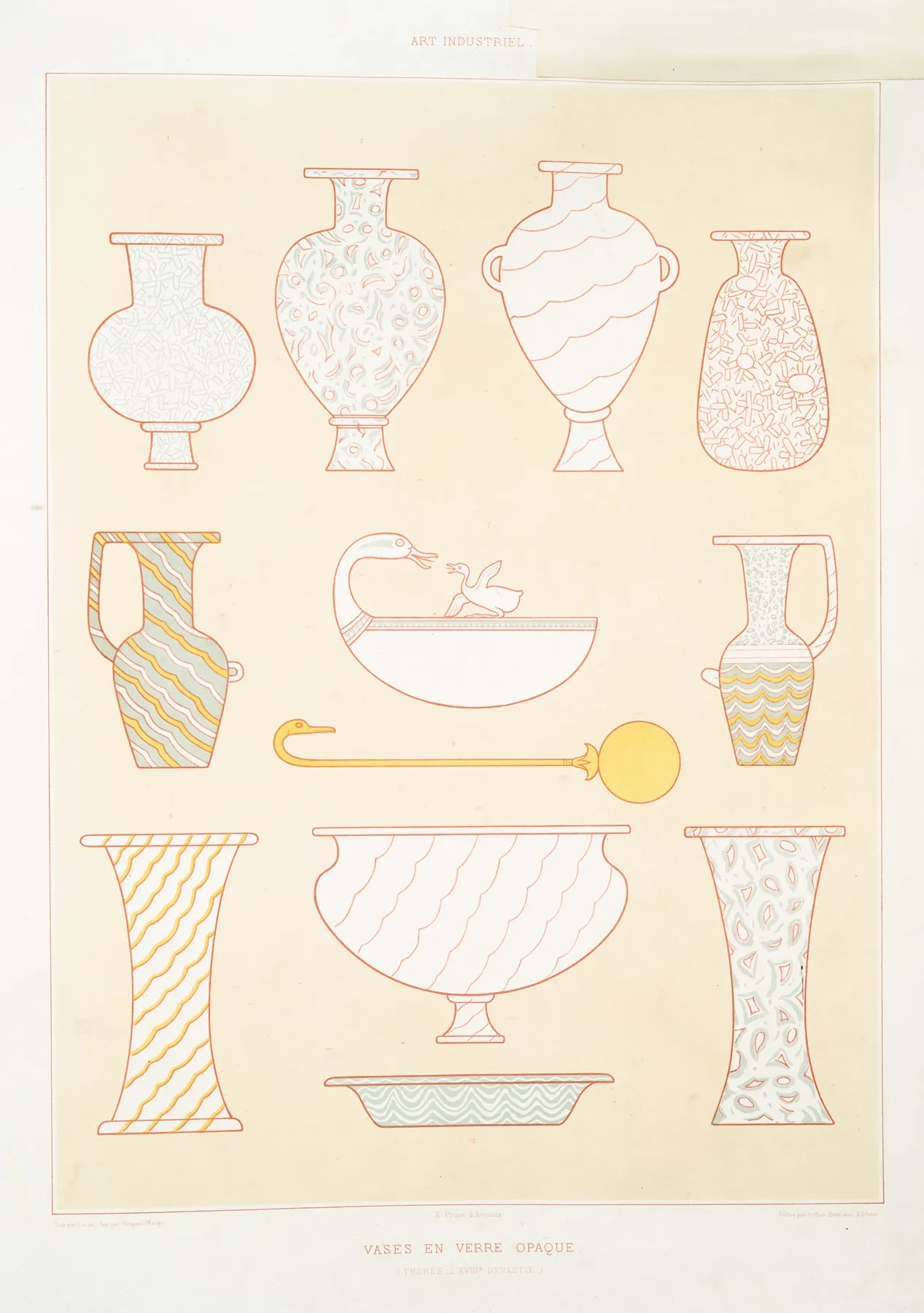 Art Industriel Vases En Verre Opaque Thebes Xviiie Dynastie by Émile Prisse d'Avennes - Canvas Print