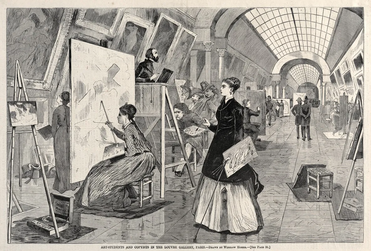 Art Students And Copyists In The Louvre Gallery Paris
