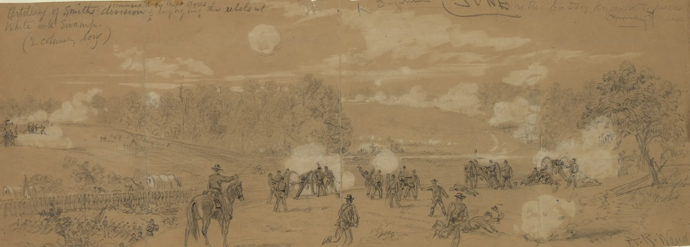 Artillery Of Smiths Division Commanded By Capt Ayres Engaging The Rebels At White Oak Swamp