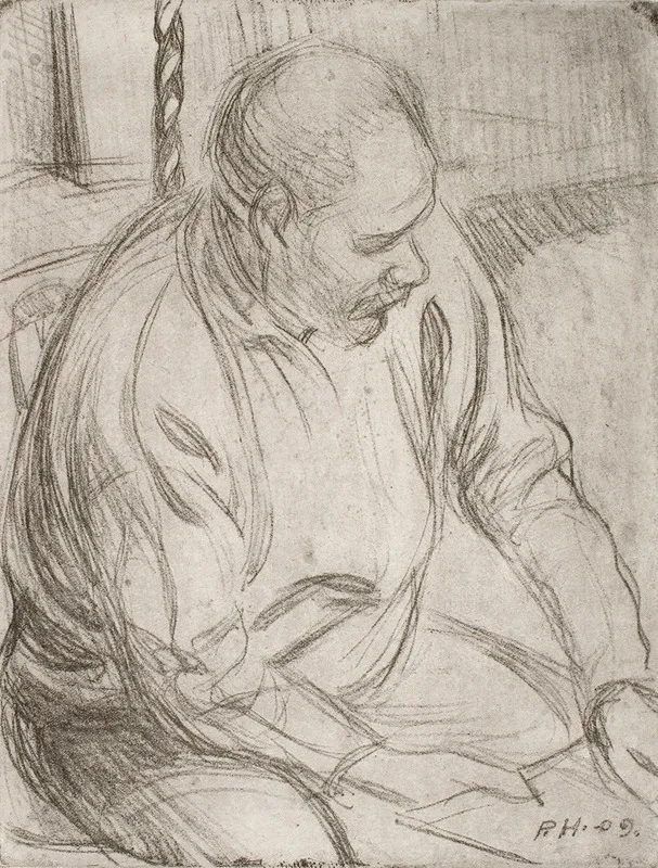 Arttu Sitting By The Fireplace by Pekka Halonen - Canvas Print