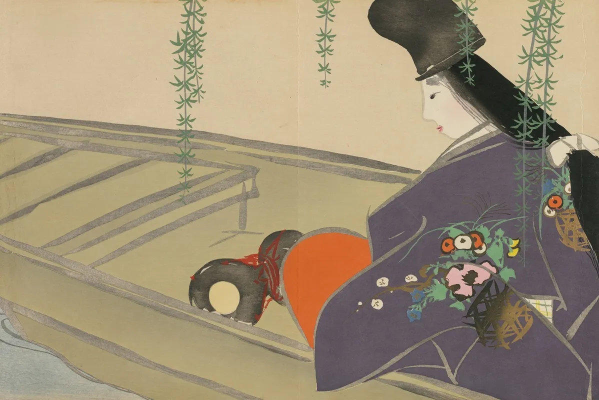 Asazuma In Her Boat Asazuma Bune by Kamisaka Sekka - Canvas Print