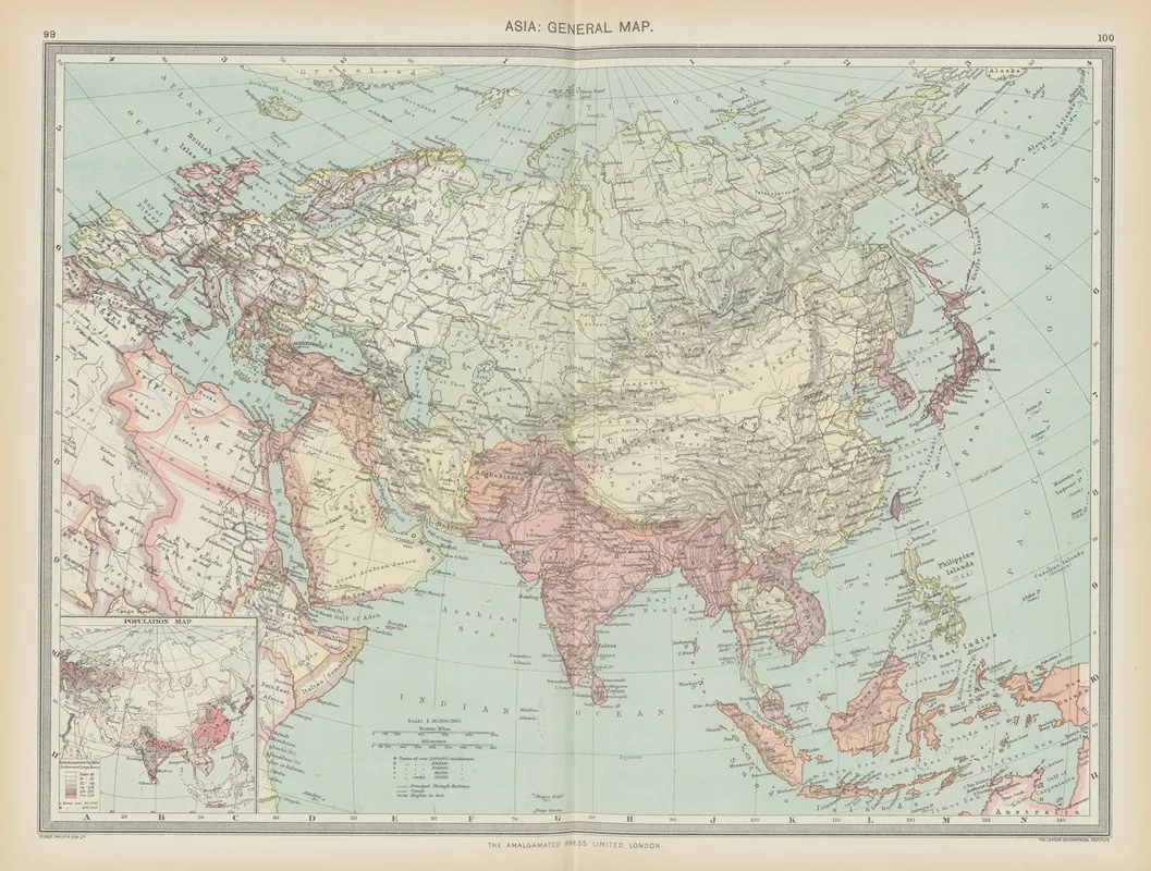 Asia General Map by Amalgamated Press - Canvas Print