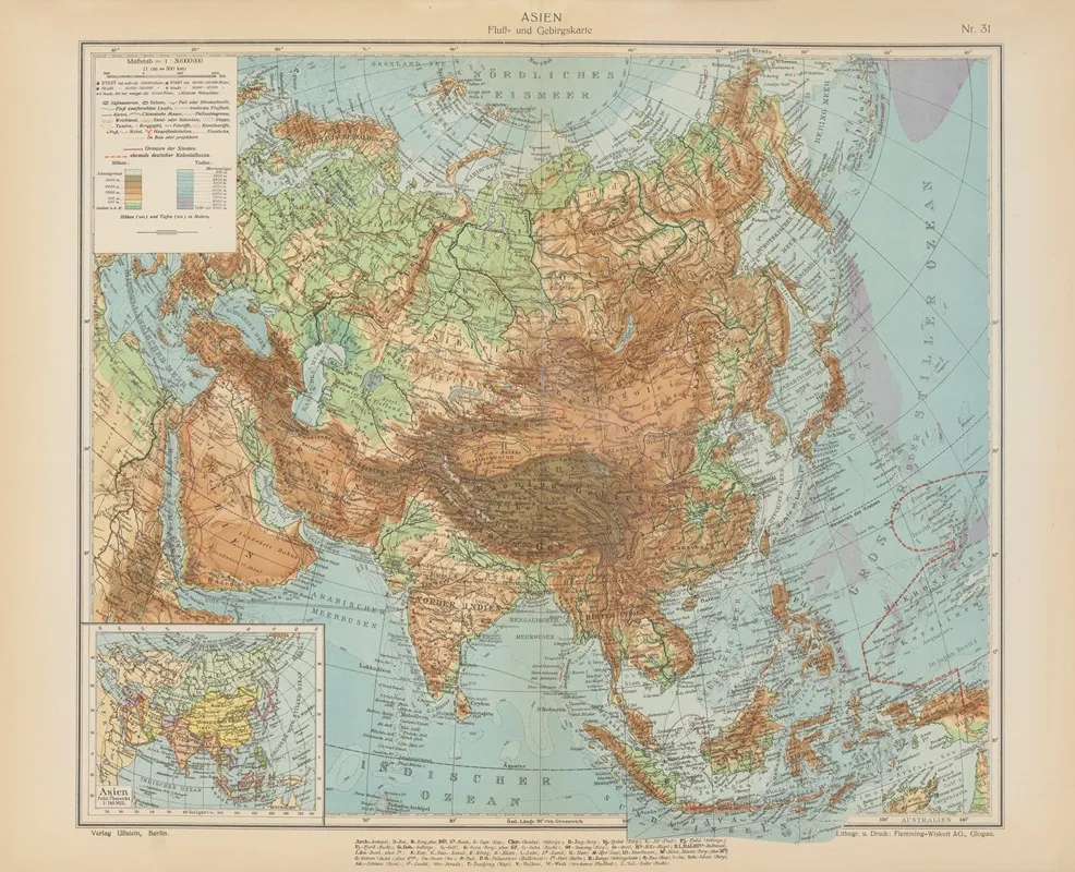 Asien 2 by Geographisches Institut der Flemming-Wiskott - Canvas Print