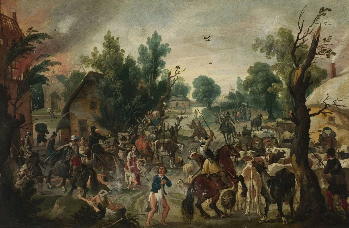 Assault On A Town by Sebastian Vrancx - Canvas Print