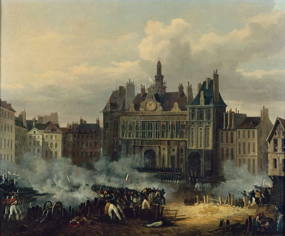 Assaut De Lhotel De Ville Le 28 Juillet 1830 by Hippolyte Lecomte - Canvas Print