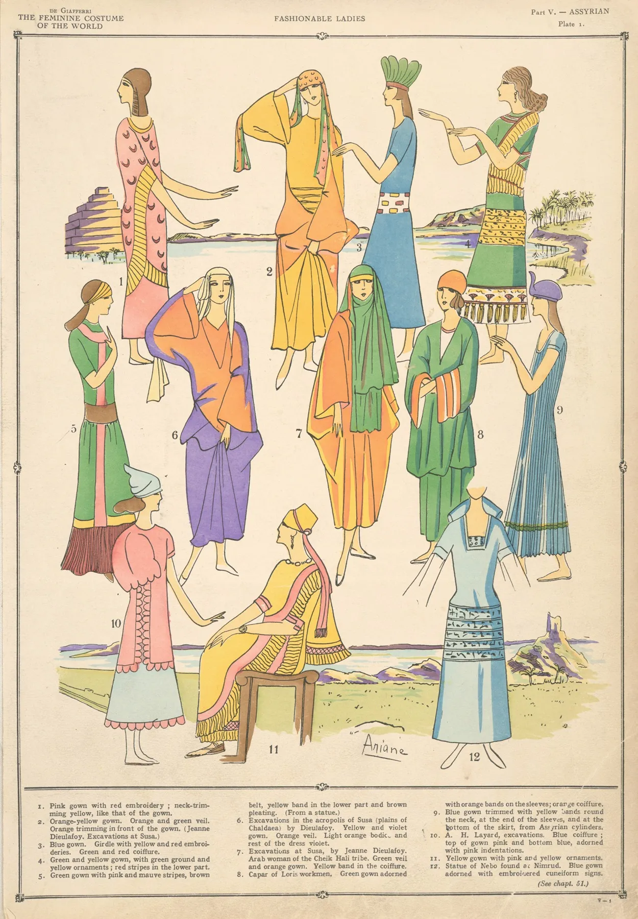 Assyrian Fashionable Ladies by Paul Louis de Giafferri - Canvas Print