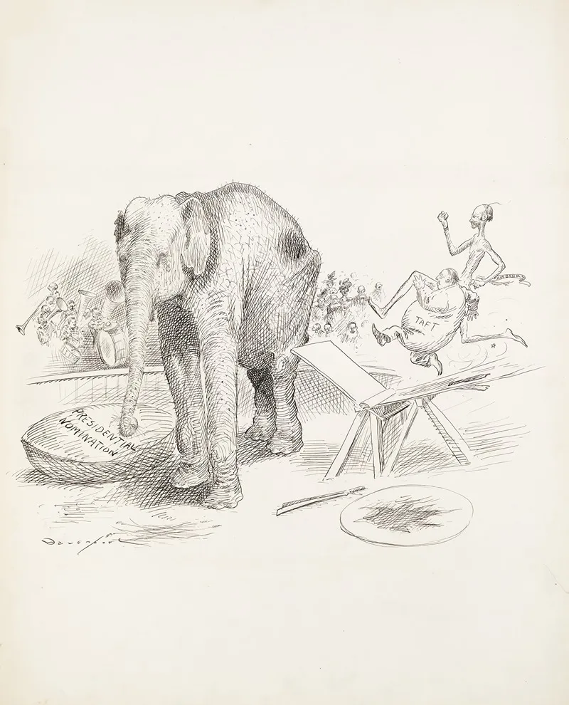 At A Circus Taft And Fairbanks Run On A Ramp To Try To Jump Over An Elephant And Land In A Bowl Labeled Presidential Nomination