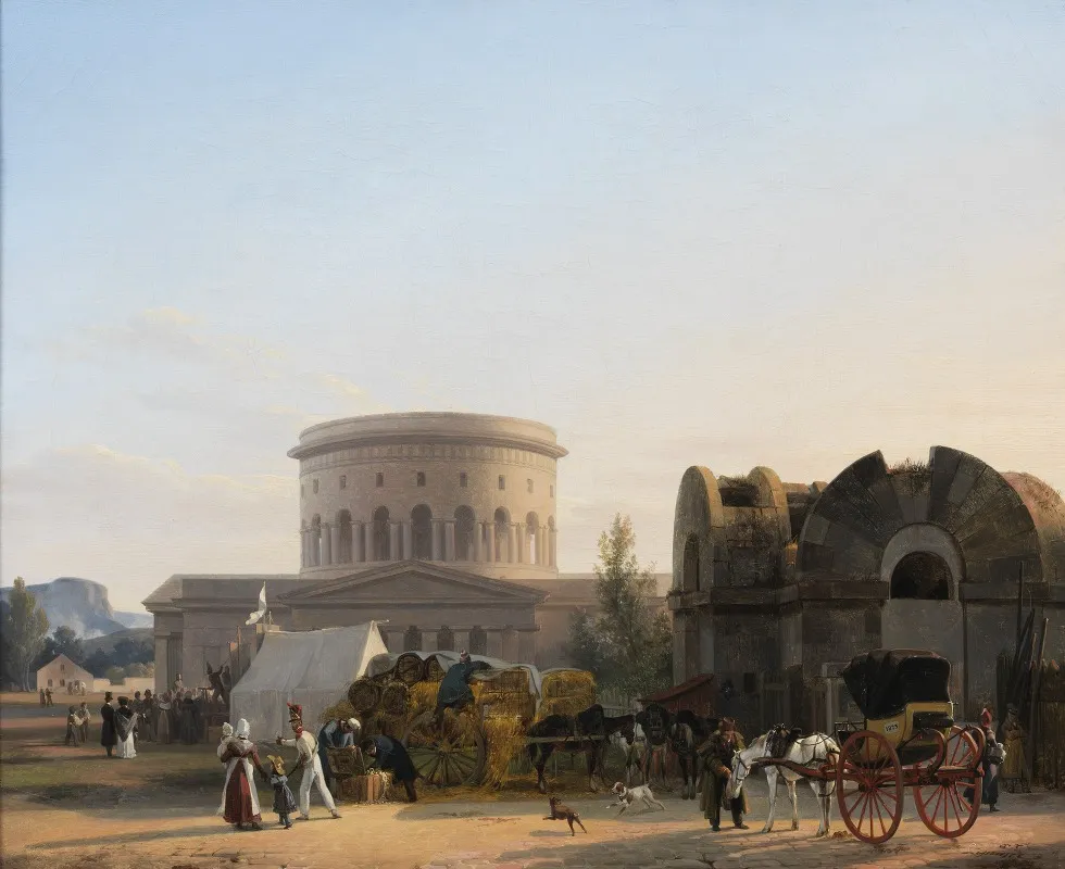 At Barriere De La Villette Paris by Auguste Xavier Leprince - Canvas Print