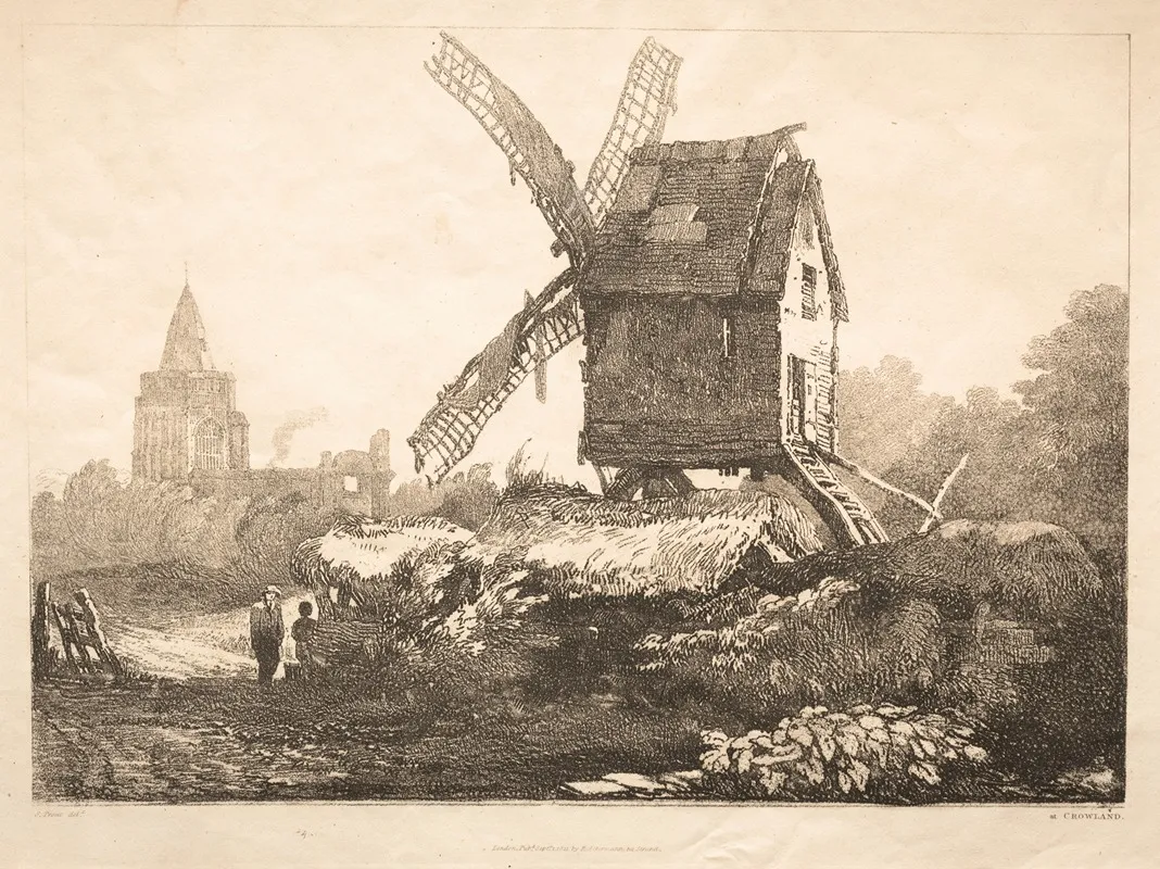 At Crowland Windmill by Samuel Prout - Canvas Print