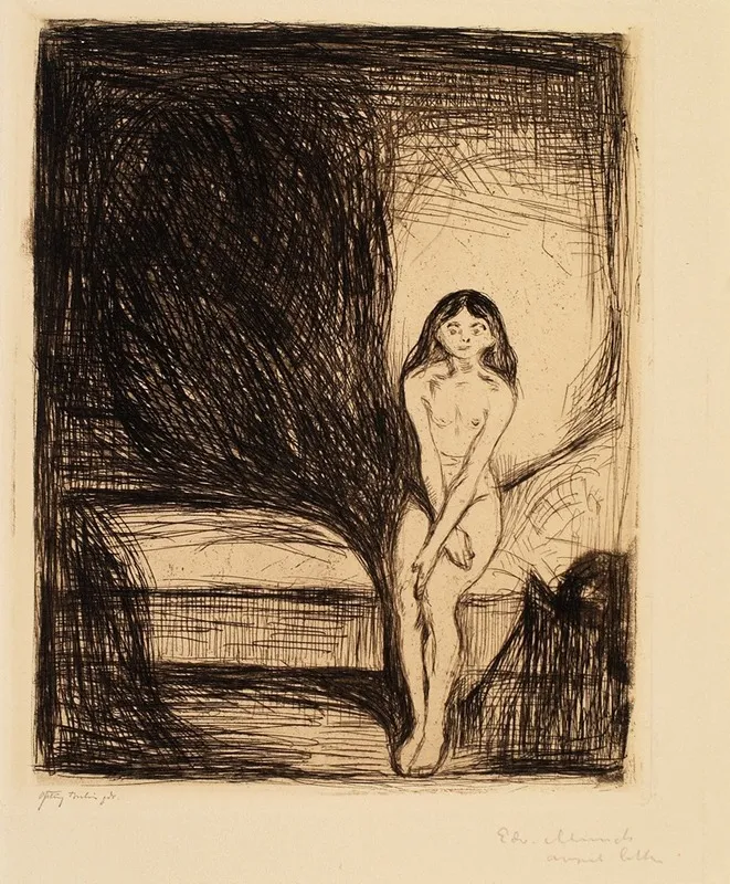 At Night Puberty by Edvard Munch - Canvas Print