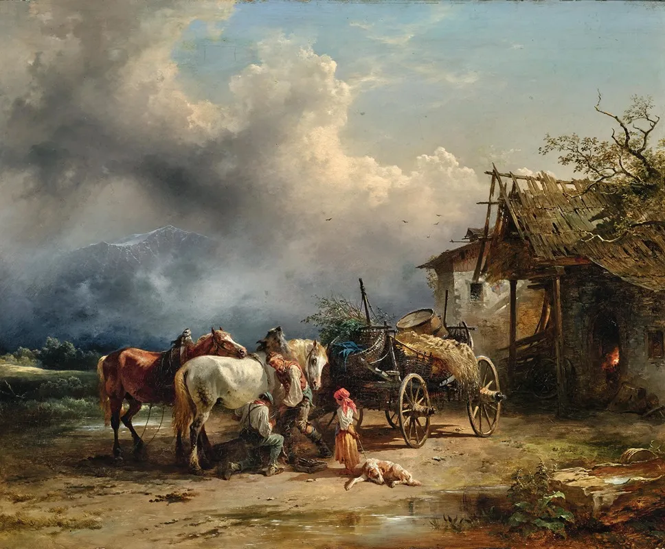 At The Farriers by Friedrich Gauermann - Canvas Print