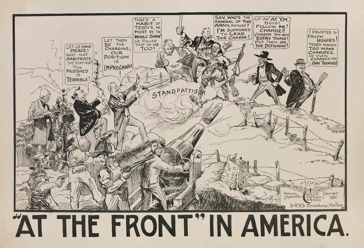 At The Front In America by Carey Cartoon Service - Canvas Print