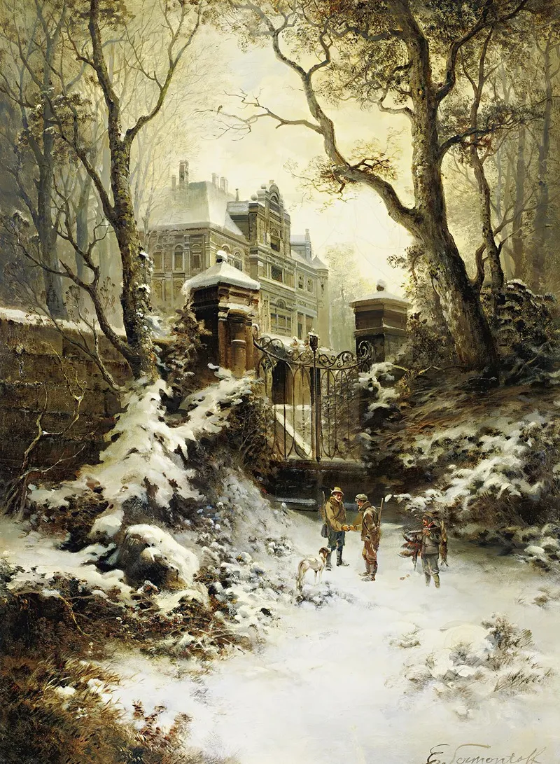 At The Gates Of An Estate by E. Lermontoff - Canvas Print