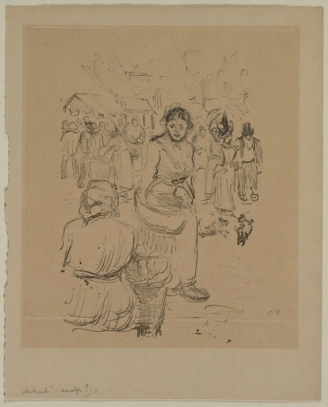 At The Market 8 by Camille Pissarro - Canvas Print