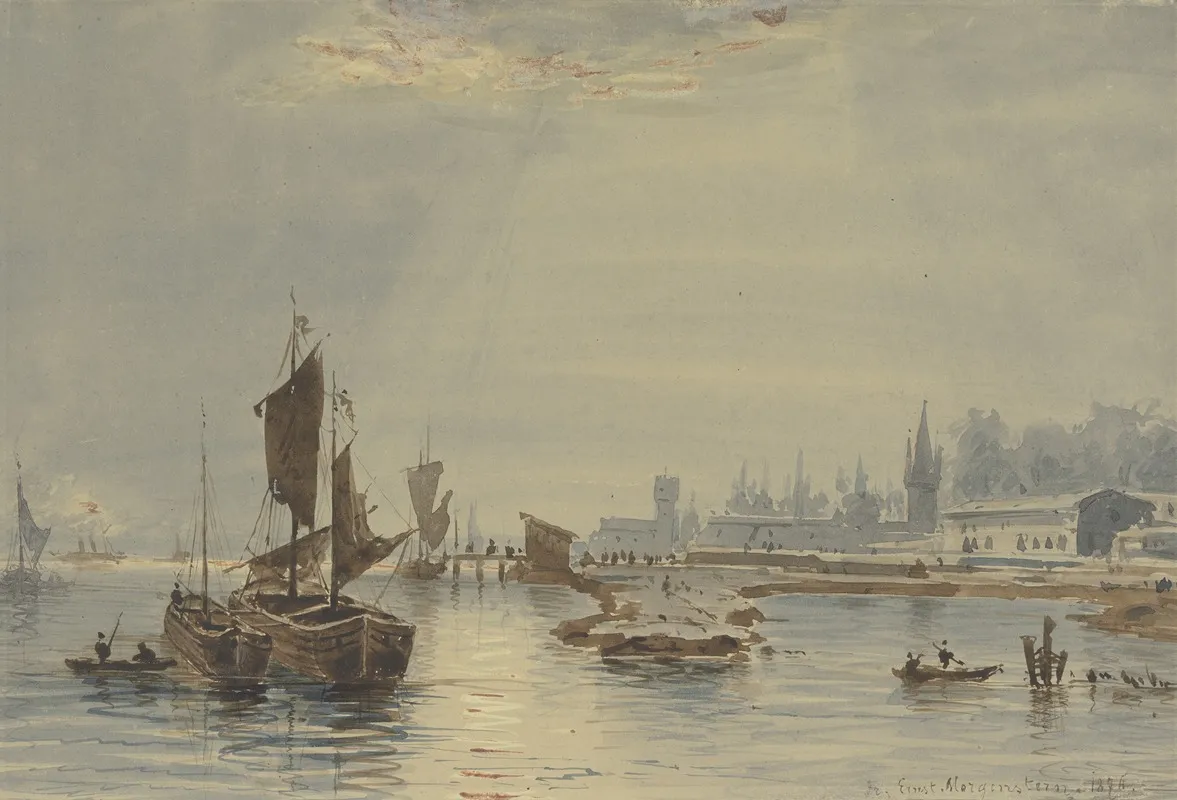 At The Port Of Mainz by Friedrich Ernst Morgenstern - Canvas Print