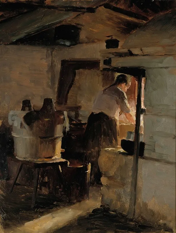 At The Stove 2 by Albert Edelfelt - Canvas Print