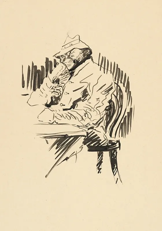 At The Table Study by Arnold Peter Weisz-Kubínčan - Canvas Print
