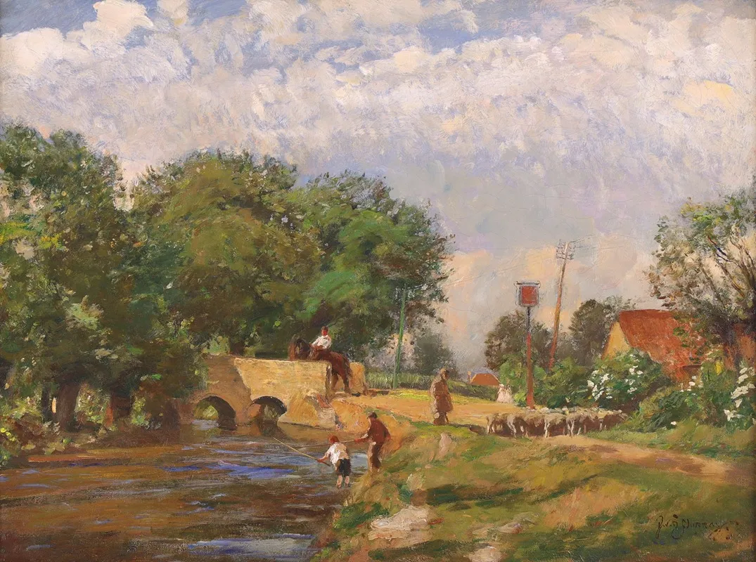 At The Village Stream by Sir David Murray - Canvas Print