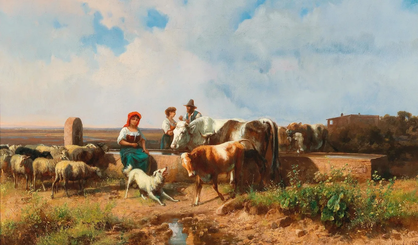 At The Watering Place by András Markó - Canvas Print