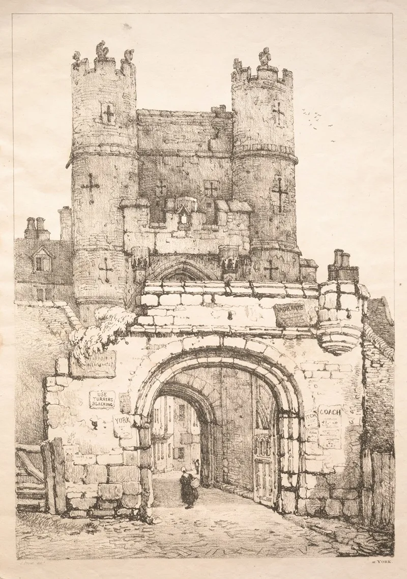 At York Medieval Gate by Samuel Prout - Canvas Print