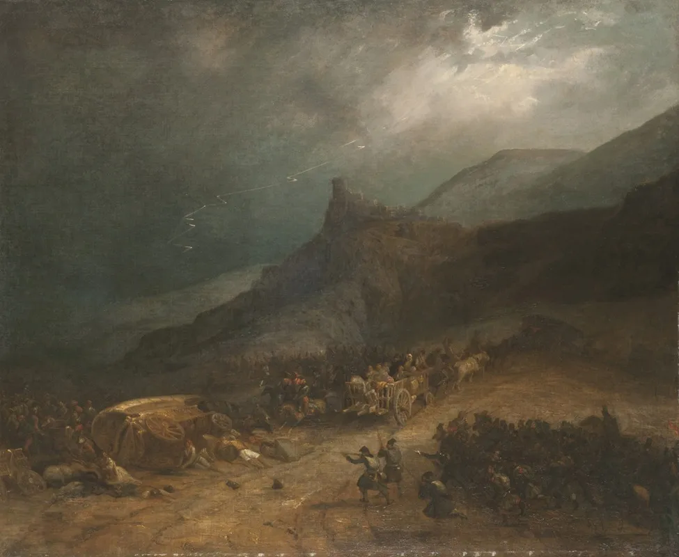 Ataque A Un Convoy Carlista La Batalla De Arlaban by Genaro Pérez Villaamil - Canvas Print