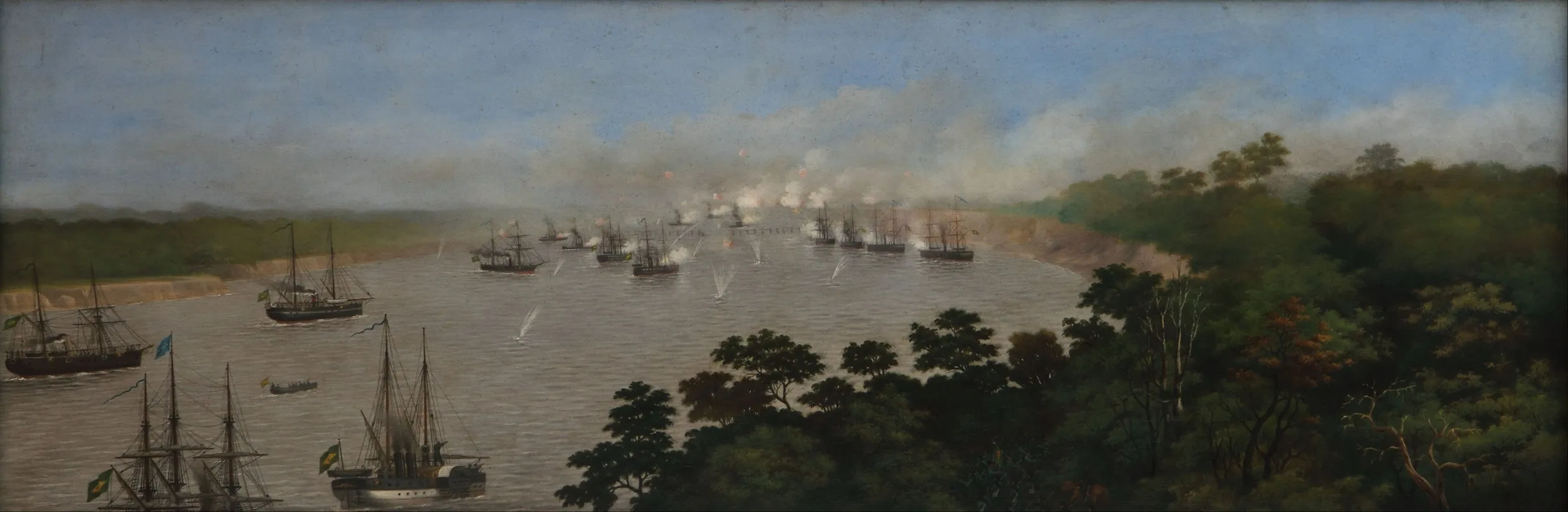 Ataque De La Escuadra Brasilena A Las Bat De Curupayti by Cándido Lopez - Canvas Print