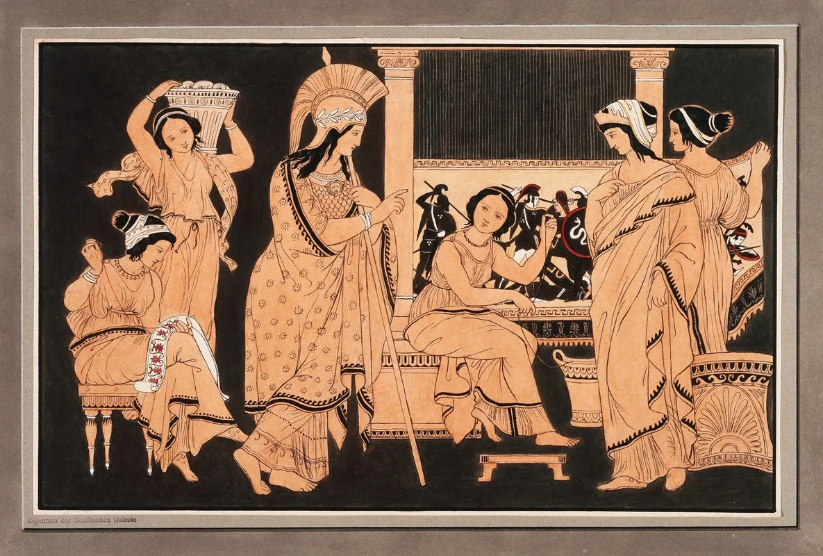 Athena Bei Der Mit Webereien Beschaftigten Penelope
