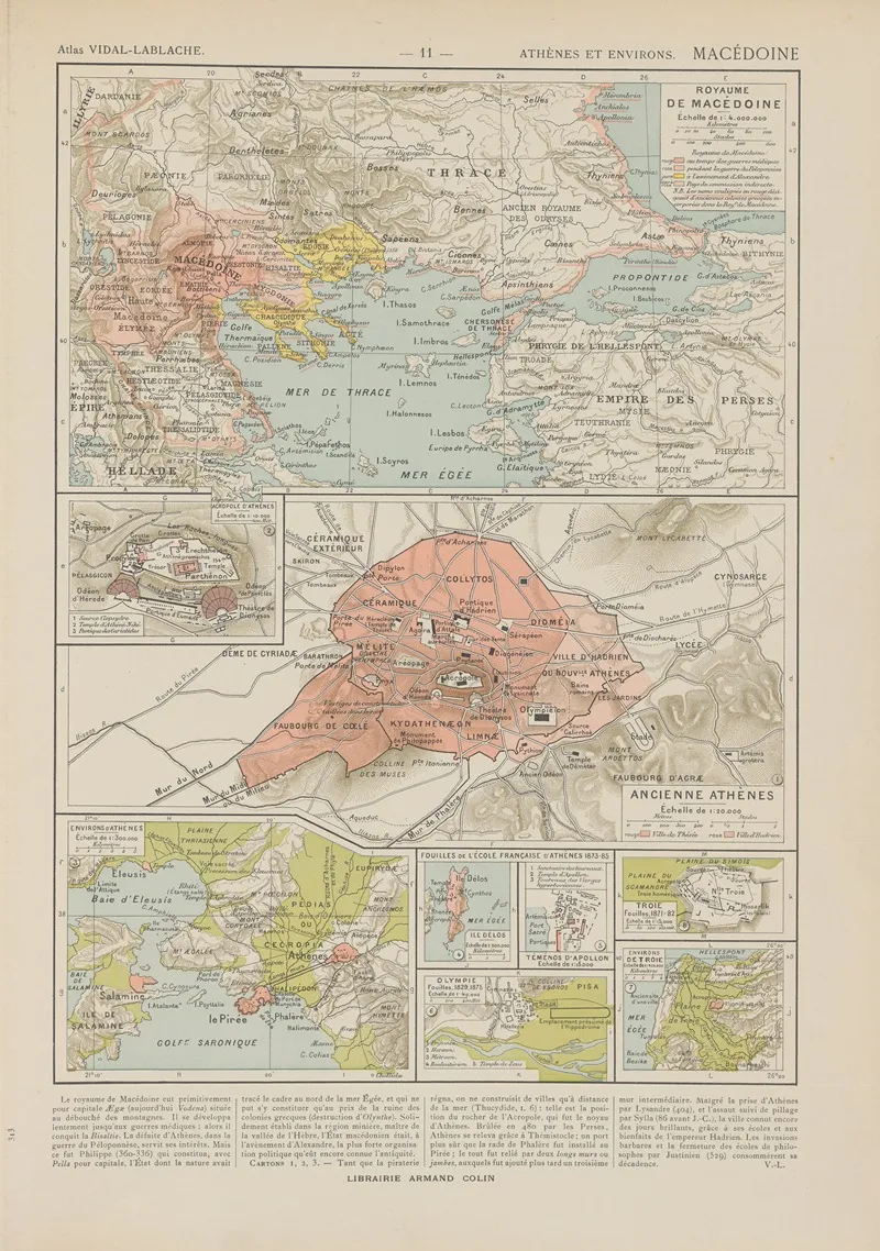 Athenes Et Environs Macedoine by Paul Vidal de La Blache - Canvas Print