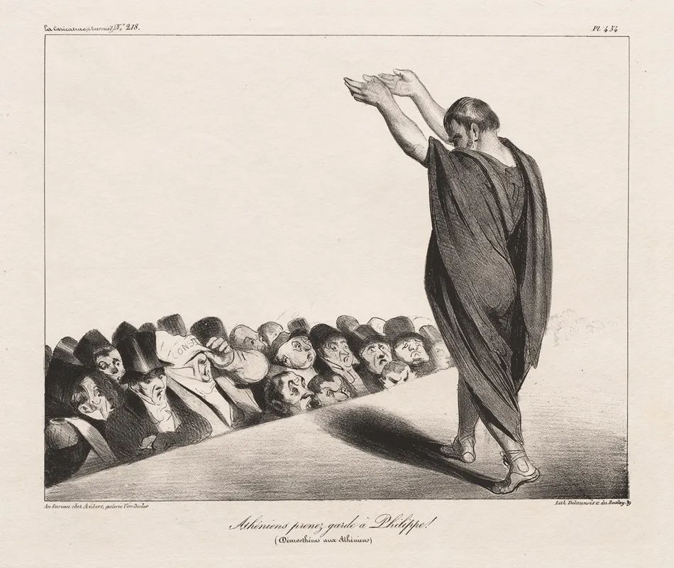 Athenians Beware Of Phillip Demosthenes To The Athenians by Honoré Daumier - Canvas Print