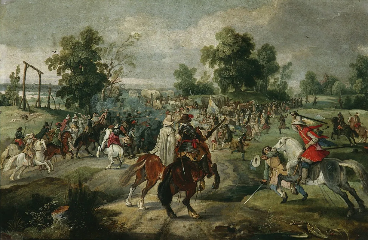 Attack On A Convoy by Sebastian Vrancx - Canvas Print