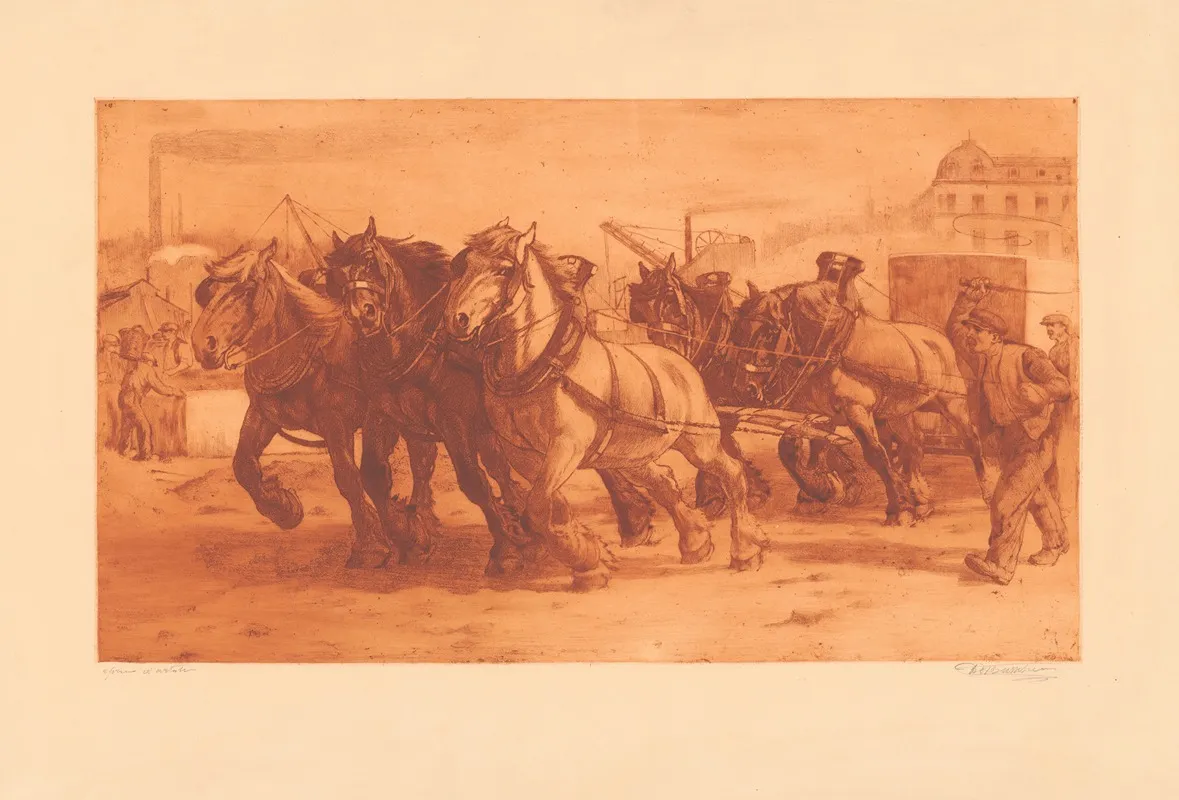 Attelage by Constant Eugène de Busschere - Canvas Print