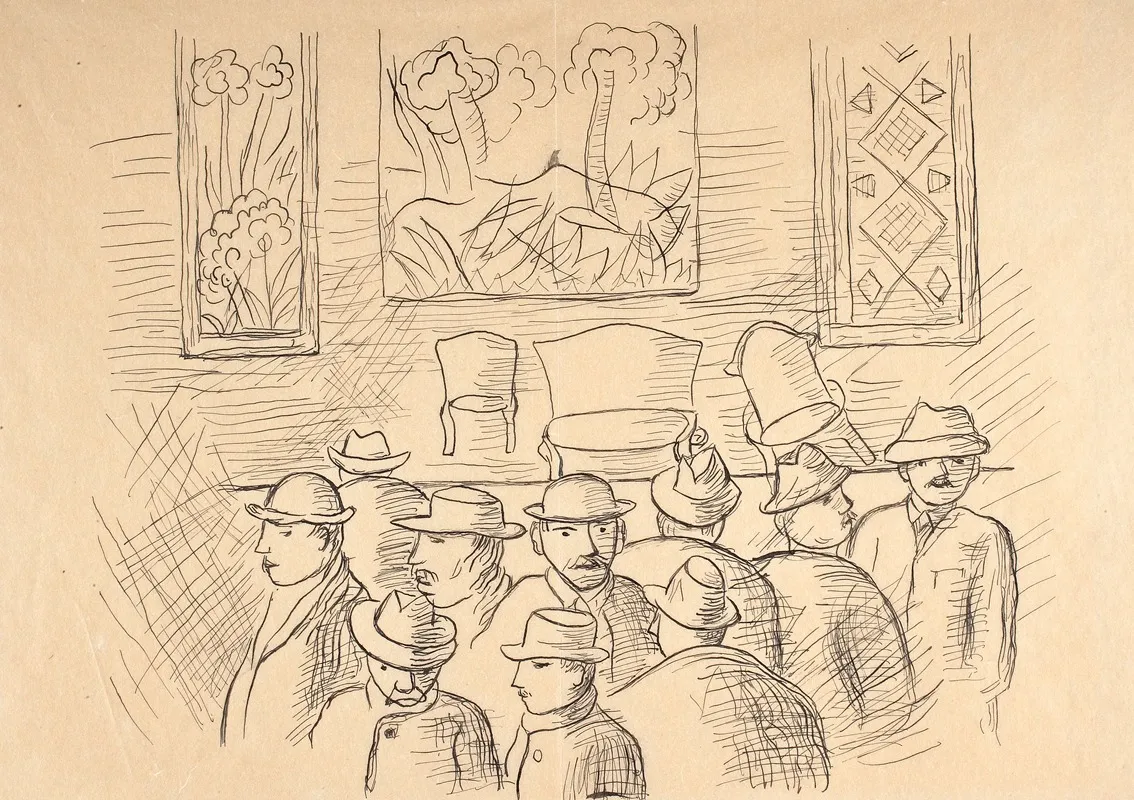 Audience Group In A Room With Paintings From The Auction In Hotel Drouot Cycle