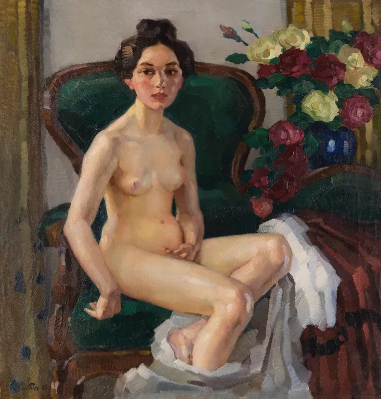 Auf Dem Sofa Ii Gusti by Leo Putz - Canvas Print