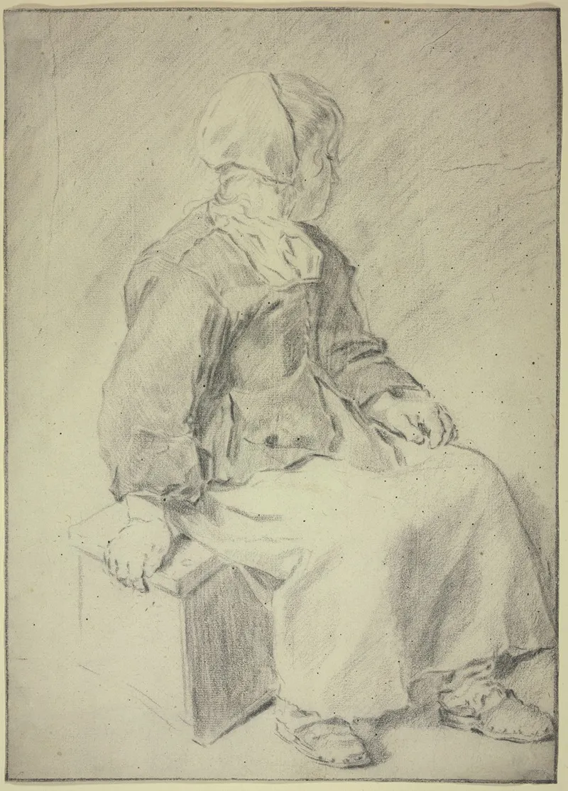 Auf Einem Schemel Sitzendes Madchen