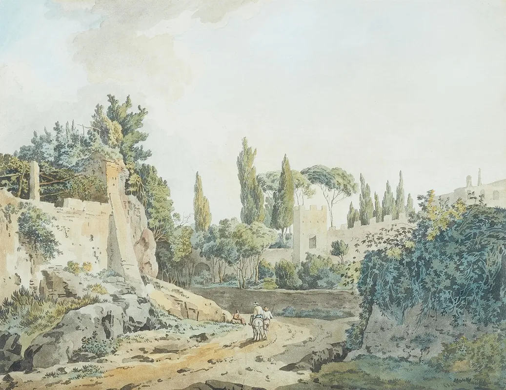 Auf Romischer Landstrase by Jacob Philipp Hackert - Canvas Print