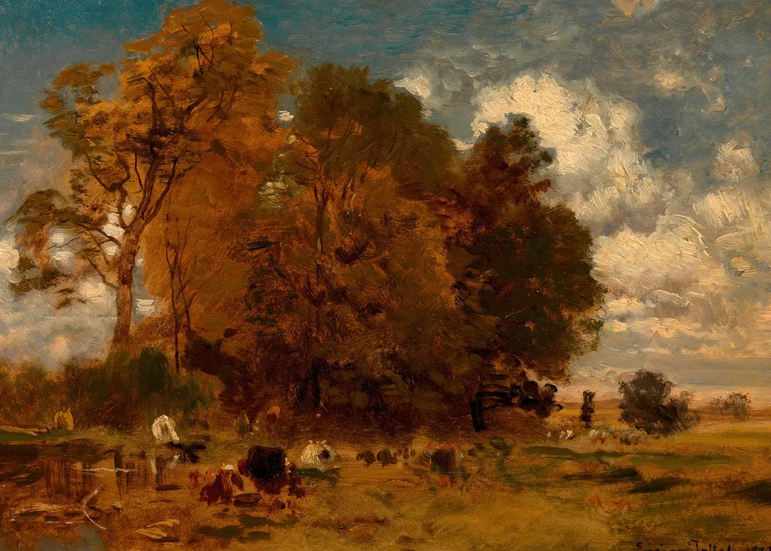 Aulandschaft Mit Kuhen by Eugen Jettel - Canvas Print