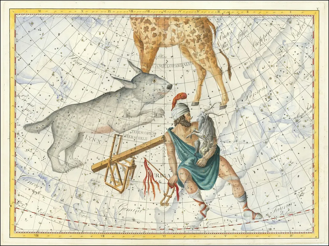 Auriga Lynx Telescopium Herschelii Perseus Camelopardalus by Johann Elert Bode - Canvas Print