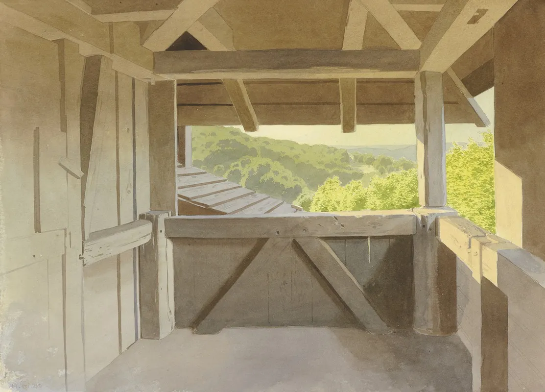 Ausblick Aus Dem Hochsitz Am Wasenmerk Bei Braunfels Uber Die Umgebende Waldlandschaft September 19 1860 by Carl Theodor Reiffenstein - Canvas Print