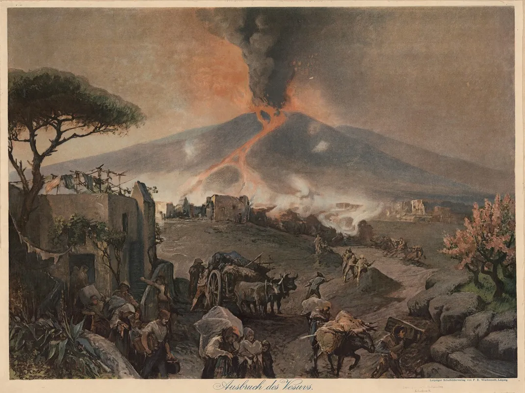 Ausbruch Des Vesuvs by Adolf Lehmann - Canvas Print