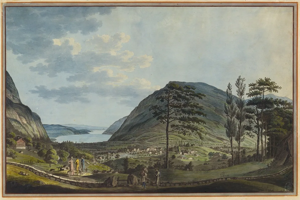 Aussicht Auf Das Ehemalige Goldau U Diese Gegenden Im Canton Schweiz Vor Der Verschuttung by Johann Jakob Aschmann - Canvas Print