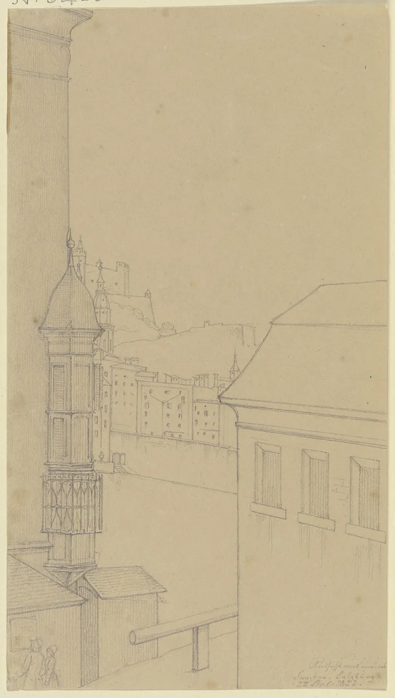 Aussicht Aus Dem Fenster Der Unterkunft Des Kunstlers Auf Salzburg by Nikolaus Hoff - Canvas Print