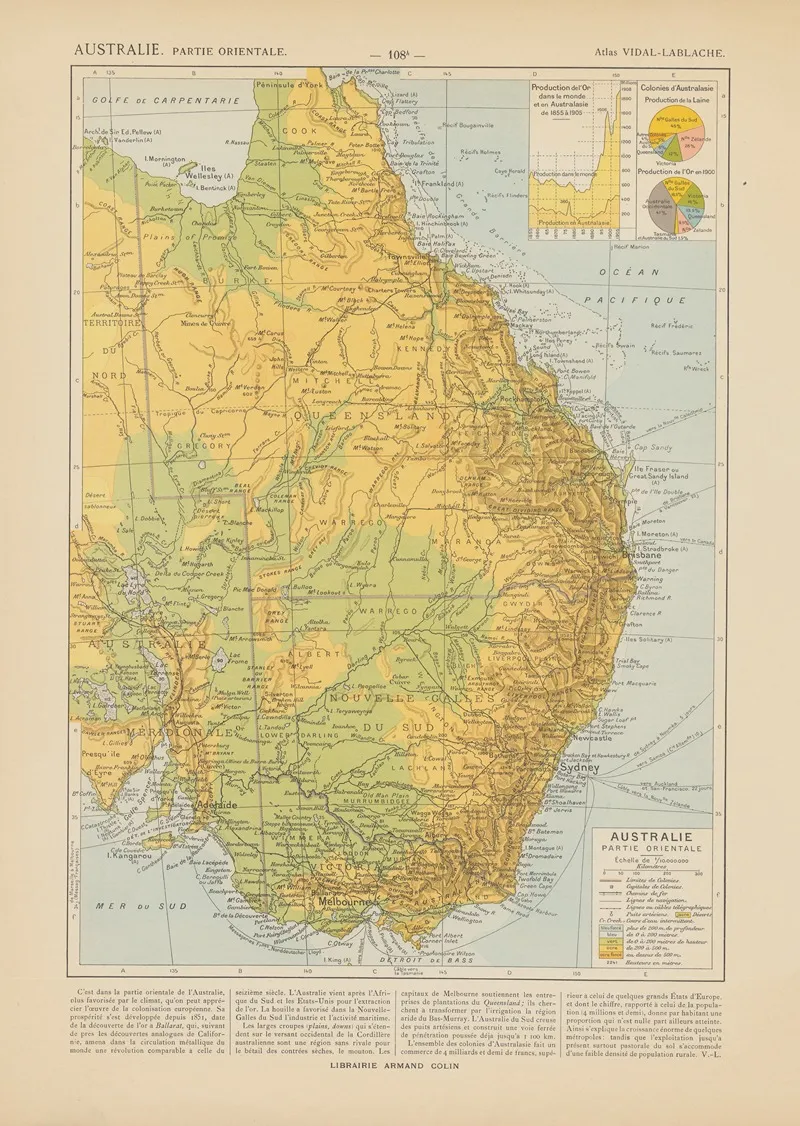 Australie by Paul Vidal de La Blache - Canvas Print