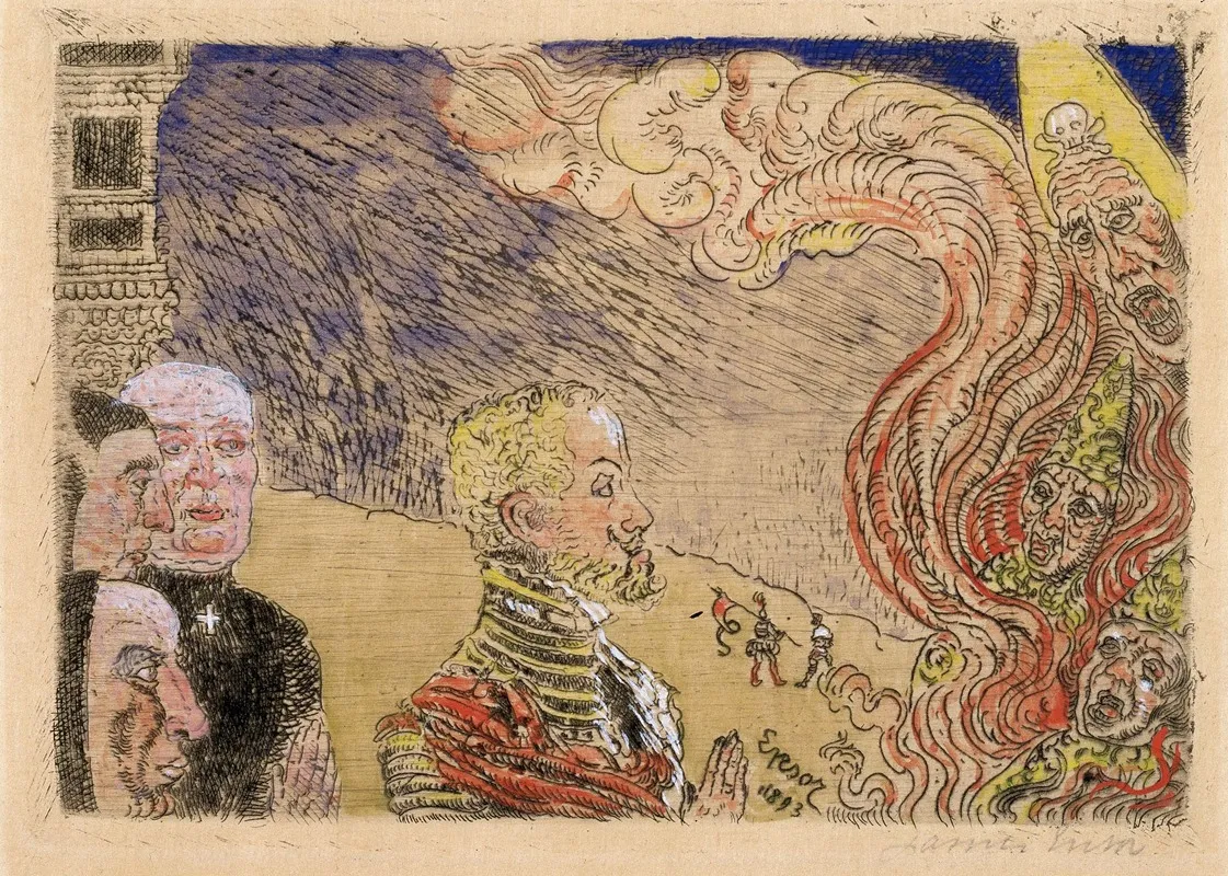 Auto Da Fe 2 by James Ensor - Canvas Print