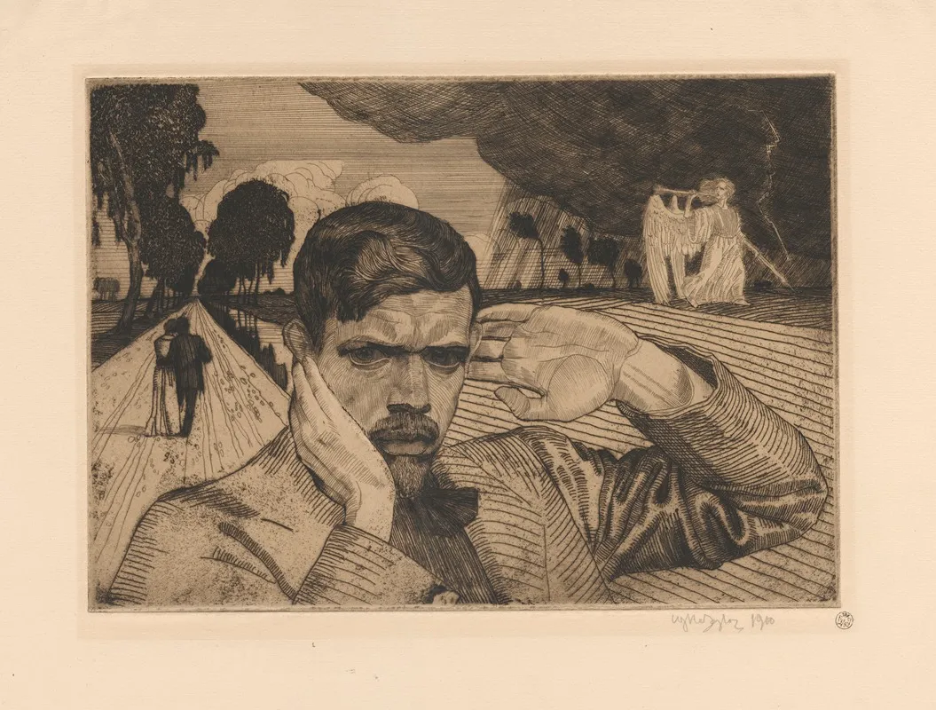 Autoportret I by Władysław Skoczylas - Canvas Print