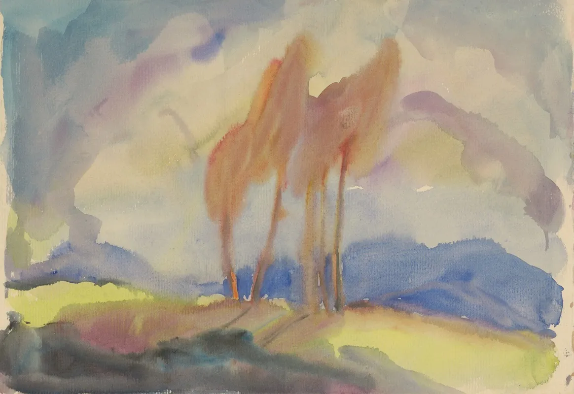 Autumn Birch Trees In A Sunlit Meadow