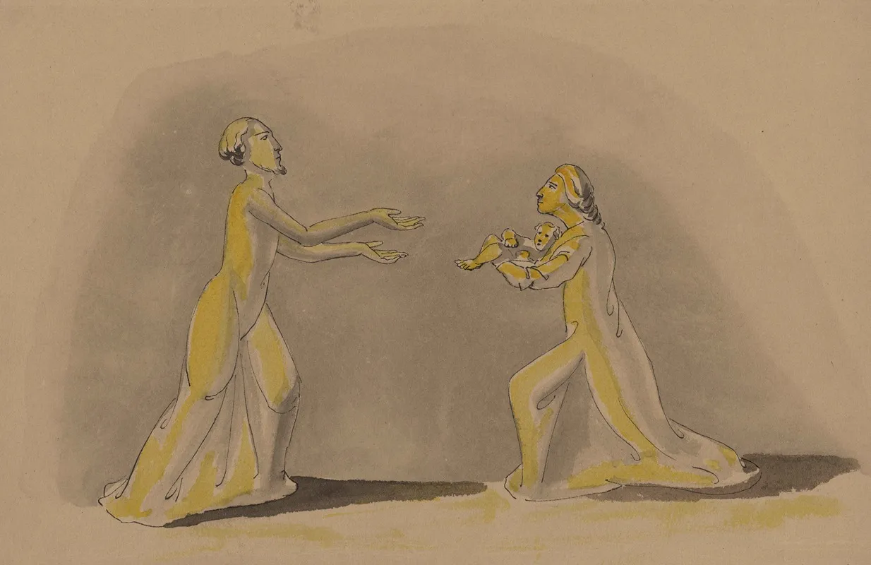 Aux Petites Carmelites Deux Personnages Avec Un Enfant
